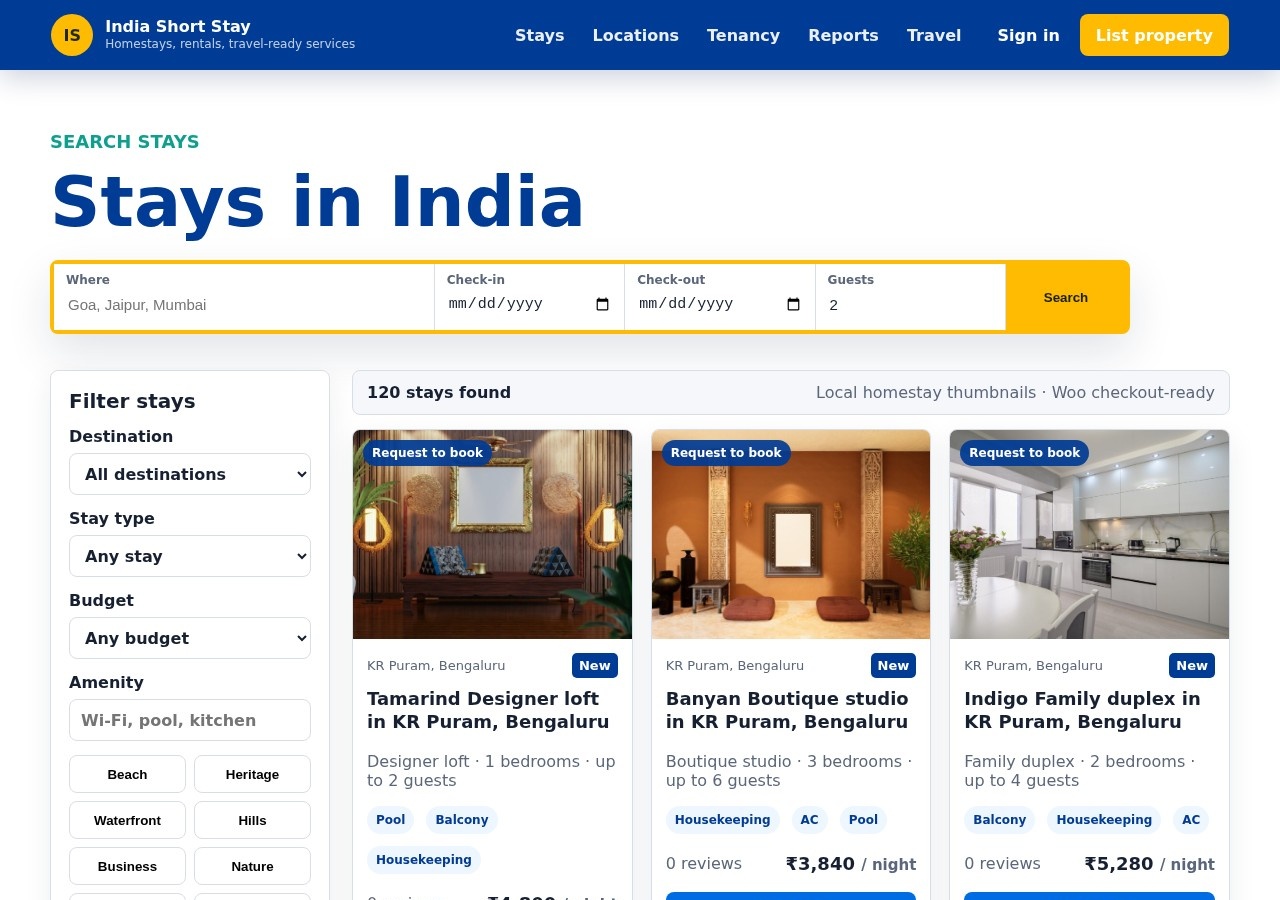 Stays listings